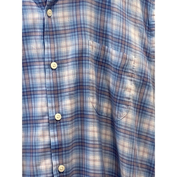 Peter Millar Button Up Long Sleeve Shirt Mens Medium Blue‎ Plaid 100% Cotton EUC - Picture 2 of 6